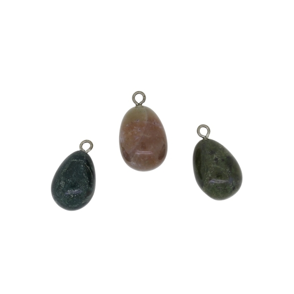 NATURAL STONE PENDANT - DROP 01 - 12x20mm - AGATE INDIANA - 1pc. Hole-2.2mm