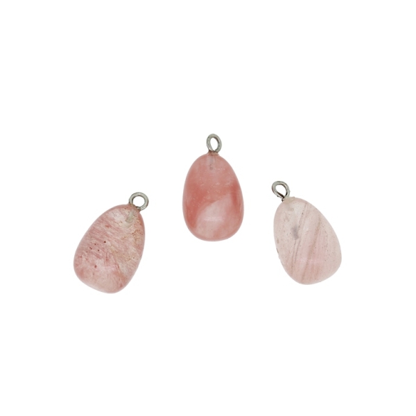 NATURAL STONE PENDANT - DROP 01 - 12x20mm - QUARTZ WATERMELON - 1pc. Hole-2.2mm