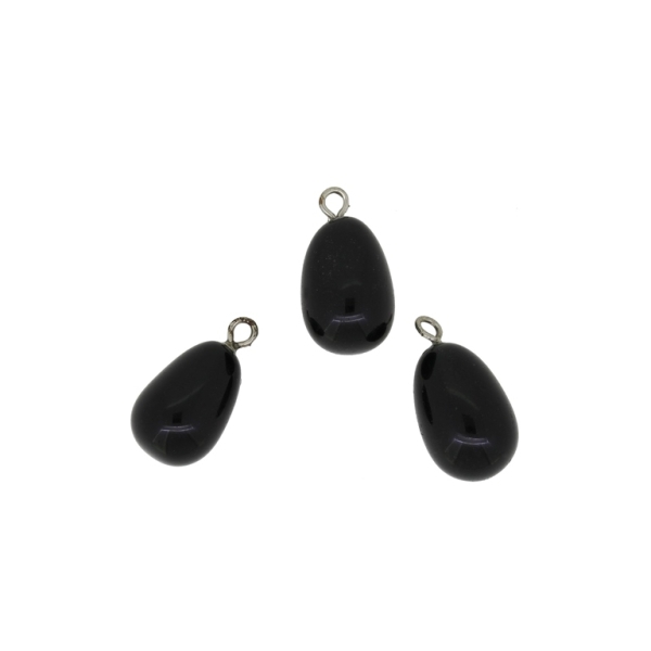 NATURAL STONE PENDANT - DROP 01 - 12x20mm - ONYx BLACK - 1pc. Hole-2.2mm