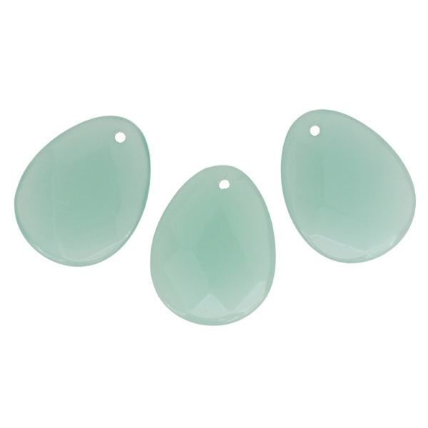 NATURAL STONE PENDANT - DROP FLAT 01 FACETED - 22x28x5mm - QUARTZ GREEN SYNTHETIC - 2pcs. Hole-1.8mm