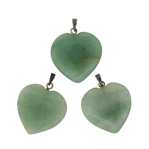 NATURAL STONE PENDANT - HEART 01 - 25x28x6mm - AVENTURINE GREEN - 1pc. Hole holder-2.0mm