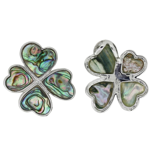 ROYAL MOTHER OF PEARL PENDANT - WITH METAL - CLOVER 01 - 31x36x3mm - PACKAGE 4pcs. Hole-3.0x6.0mm