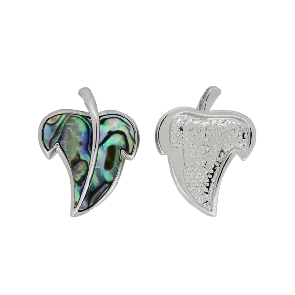 ROYAL MOTHER OF PEARL PENDANT - WITH METAL - LEAF 01 - 26x33x6mm - PACKAGE 4pcs. Hole-2.5x5.5mm