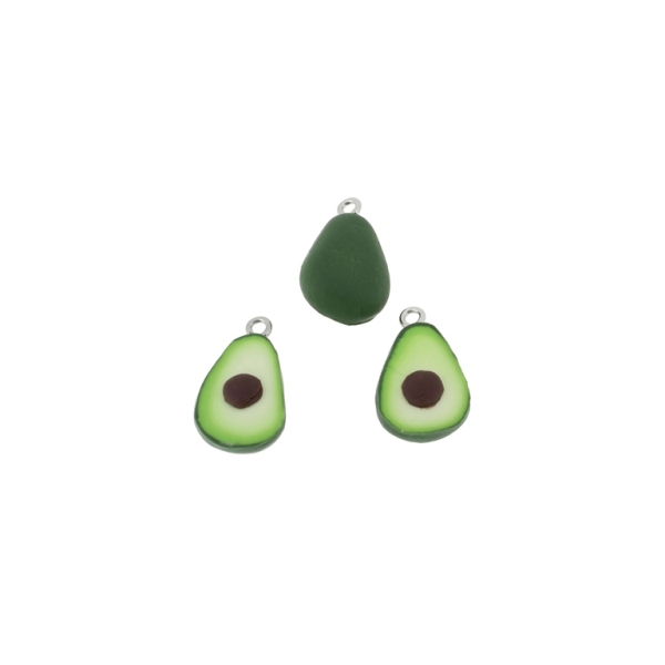 PLASTIC BEADS - RESIN 3D - PENDANTS - AVOCADO 02 - 13x22x7mm GREEN (DARK) AND BROWN - PACKAGE 30pcs. Hole-2.2mm