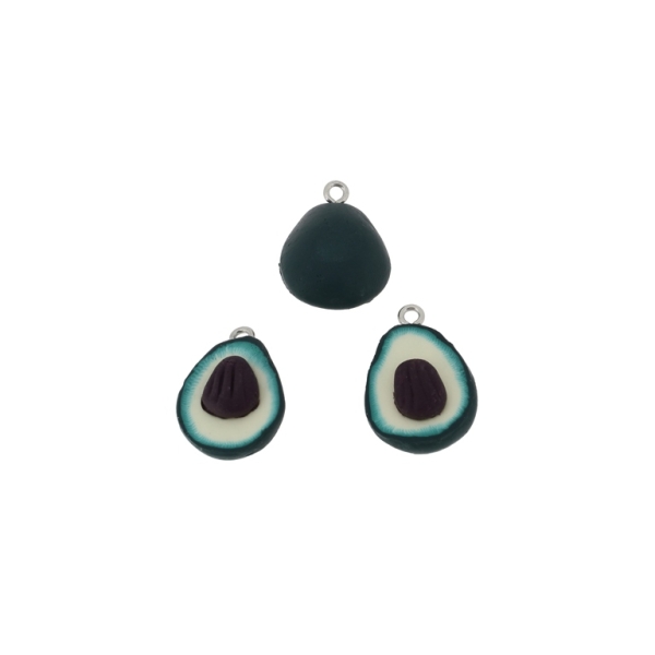 PLASTIC BEADS - RESIN 3D - PENDANTS - AVOCADO 03 - 16x23x9mm GREEN PETROLEUM AND BROWN - 2pcs. Hole-2.2mm