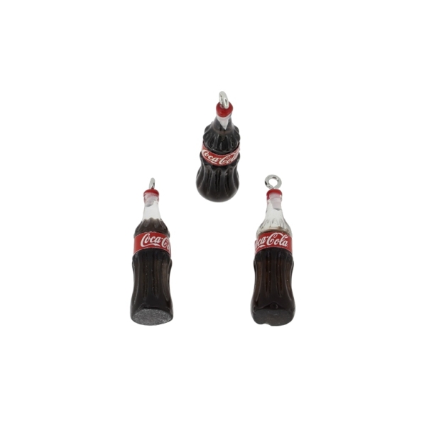 PLASTIC BEADS - RESIN 3D - PENDANTS - SOFT-DRINK 01 - 10x38mm BLACK AND RED - 2pcs. Hole-2.2mm