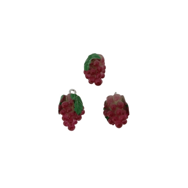 PLASTIC BEADS - RESIN 3D - PENDANTS - GRAPES 02 - 11x23x13mm BORDEAUX AND GREEN - 2pcs. Hole-2.2mm