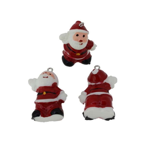 PLASTIC BEADS - RESIN 3D - PENDANTS - SANTA CLAUS 03 - 28x36x19mm WHITE-ORANGE-RED - 2pcs. Hole-2.2mm