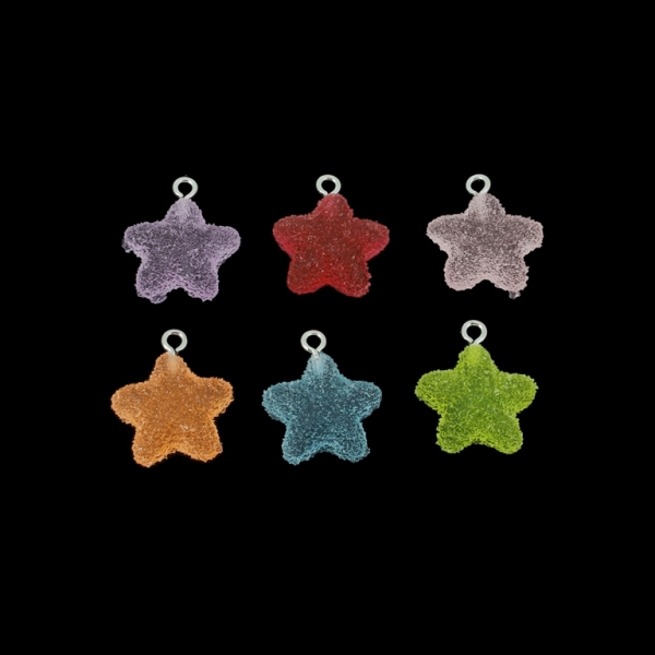 PLASTIC BEADS - RESIN 3D - PENDANTS - STAR 01 MATTE - 18x21x4mm MIX - 2pcs. Hole-2.2mm