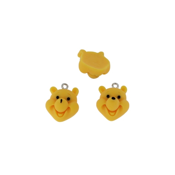 PLASTIC BEADS - RESIN 3D - PENDANTS - WINNIE THE POOH 01 - 19x22x12mm ORANGE (LIGHT) - PACKAGE 40pcs. Hole-2.2mm