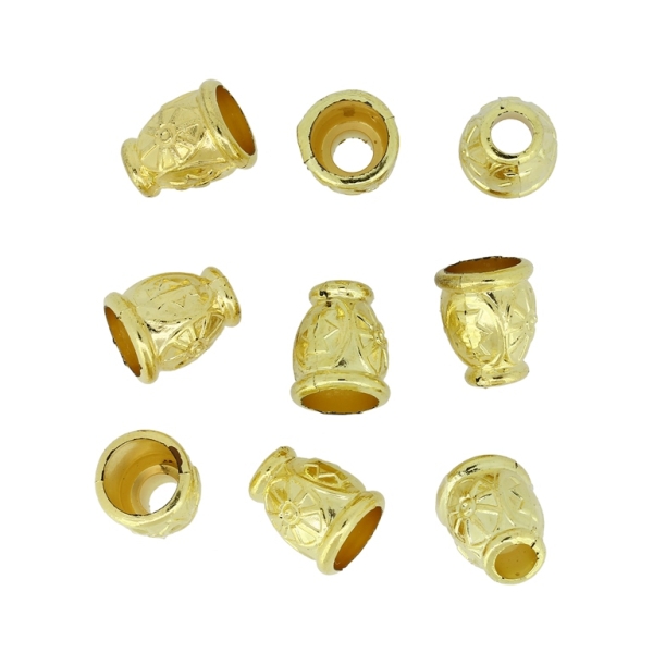 METAL PLATED PLASTIC / CCB BEADS - HAT SEMIOVAL RELIEF 01 - 11x14mm GOLD - PACKAGE 250g Hole-5.0mm (500pcs.)