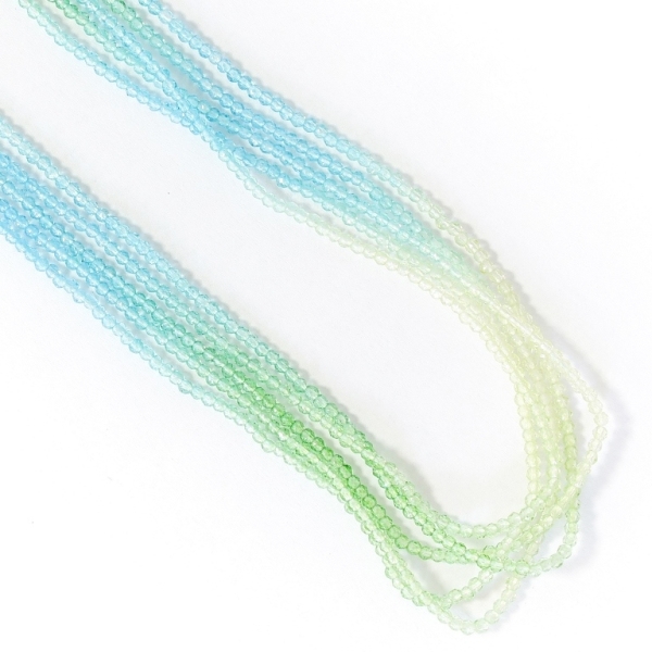 GLASS BEADS - FACETED RONDELLE CRYSTALS - 2mm - MULTICOLORED - GREEN (LIGHT)-BLUE (LIGHT)-ECRU - STRING (180pcs.) Hole-0.8mm