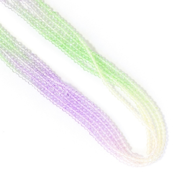 GLASS BEADS - FACETED RONDELLE CRYSTALS - 2mm - MULTICOLORED - PURPLE (LIGHT)-GREEN (LIGHT)-ECRU - PACKAGE (5х180pcs.) Hole-0.8mm