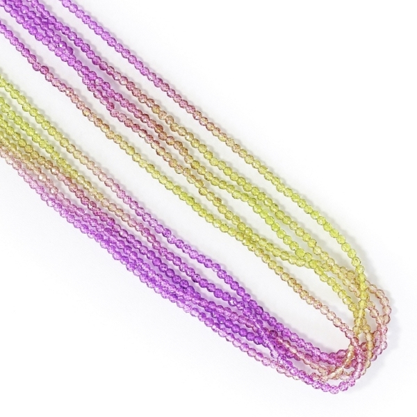 GLASS BEADS - FACETED RONDELLE CRYSTALS - 2mm - MULTICOLORED - PURPLE-GREEN MILITARY - STRING (180pcs.) Hole-0.8mm