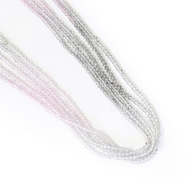 GLASS BEADS - FACETED RONDELLE CRYSTALS - 2mm - MULTICOLORED - GRAY (LIGHT)-ROSE DUST (LIGHT) - STRING (180pcs.) Hole-0.8mm