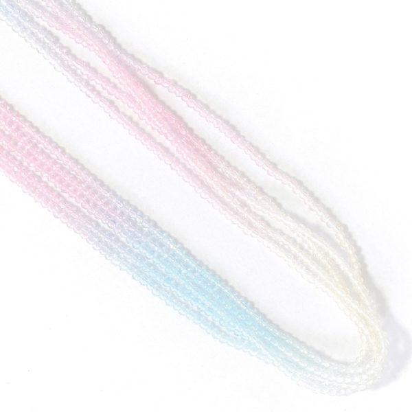 GLASS BEADS - FACETED RONDELLE CRYSTALS - 2mm - MULTICOLORED - BLUE (LIGHT)-PINK (LIGHT)-ECRU - STRING (180pcs.) Hole-0.8mm