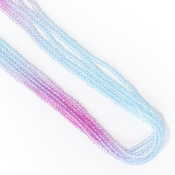 GLASS BEADS - FACETED RONDELLE CRYSTALS - 2mm - MULTICOLORED - BLUE (LIGHT)-CYCLAMEN (LIGHT) - STRING (180pcs.) Hole-0.8mm