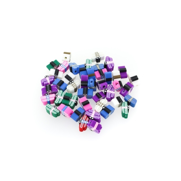 POLYMER CLAY FIMO BEADS - DRAGONFLY 01 - 9-11x5-7x5mm MIX COLORS - 50pcs. Hole-2.5mm