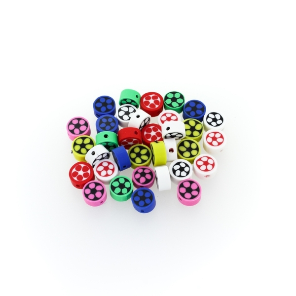 POLYMER CLAY FIMO BEADS - DISK ROSETTE 01 - 9-10x4-5mm MIX COLORS - 50pcs. Hole-2.5mm