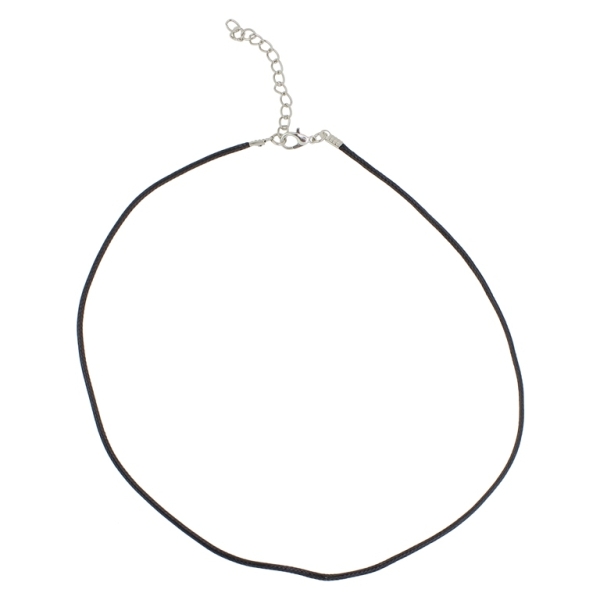 NECKLACE WITH CLASP - POLYESTER THREAD 1.5mm - NECKLACE - 45+5cm BLACK F052 - 1pc.