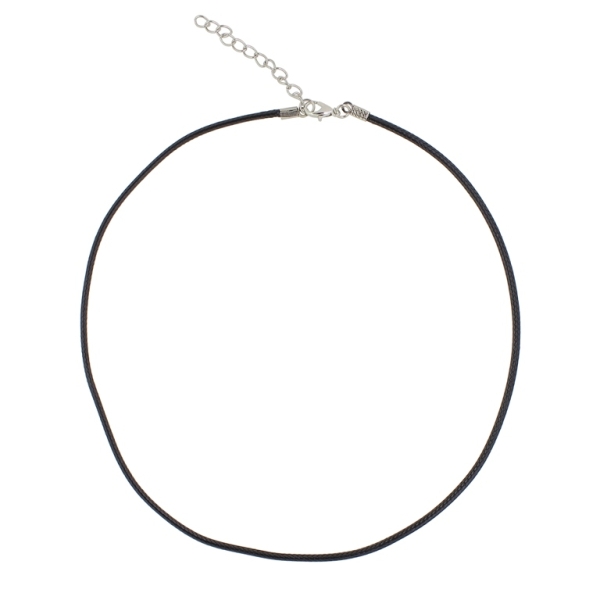 NECKLACE WITH CLASP - POLYESTER THREAD 2.0mm - NECKLACE - 45+5cm BLACK F052 - 1pc.