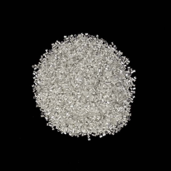 GLASS SEED BEADS - 2 CUT 2х2mm - SILVER THREAD - WHITE 21 - PACKAGE 450g Hole-0.8mm