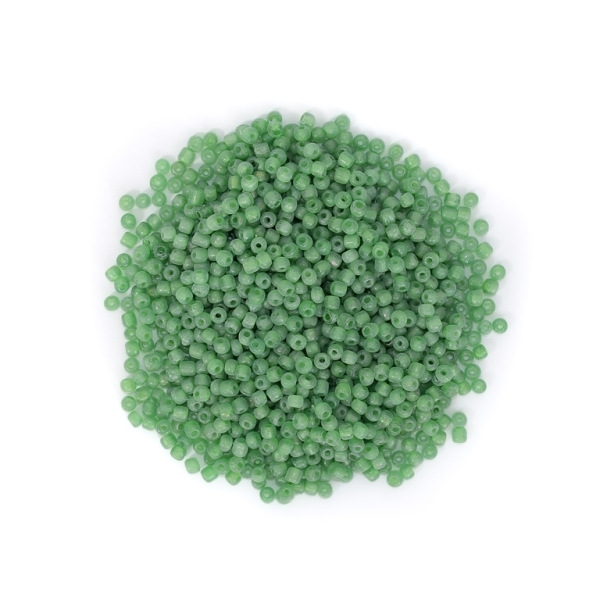 GLASS SEED BEADS - BALL 4mm - TRANSPARENT MATTE - GREEN М7 - PACKAGE 450g Hole-1.5mm