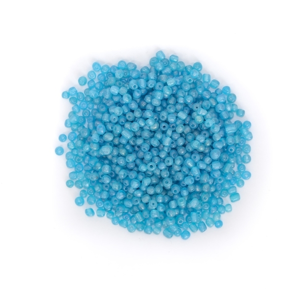 GLASS SEED BEADS - BALL 4mm - TRANSPARENT MATTE - BLUE (LIGHT) М3 - PACKAGE 450g Hole-1.5mm