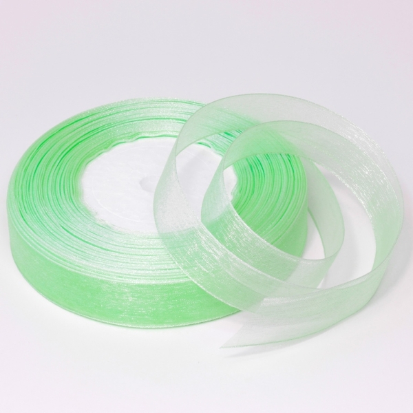 ORGANZA RIBBON 2.0cm - GREEN ELECTRICAL 080 - 50yards(45m)