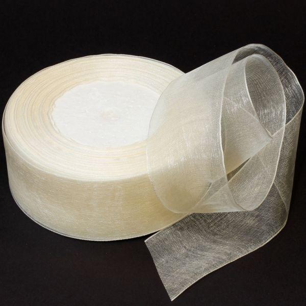 ORGANZA RIBBON 4.0cm - ECRU (LIGHT) 002 - PACKAGE 4х50yards(45m)