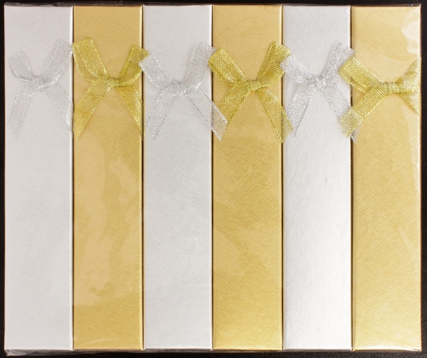 GIFT BOX FOR BRACELET - 4x21x2.5cm - RIBBON 27 - GOLD AND SILVER - PACKAGE 12pcs.