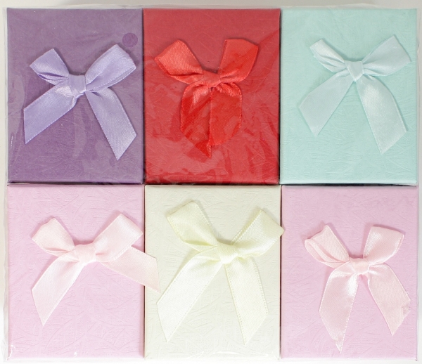 GIFT BOX FOR SET - 7x9x3cm - RIBBON 20 - MIX COLORS - PACKAGE 12pcs.