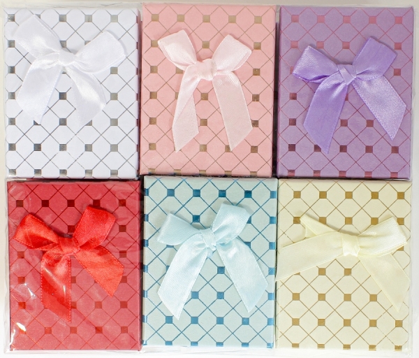 GIFT BOX FOR SET - 7x9x3cm - RIBBON 22 - MIX COLORS - PACKAGE 12pcs.