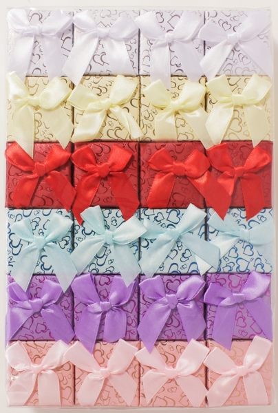 RING BOX - 5x5x3.5cm - RIBBON 18 - MIX COLORS - PACKAGE 24pcs.