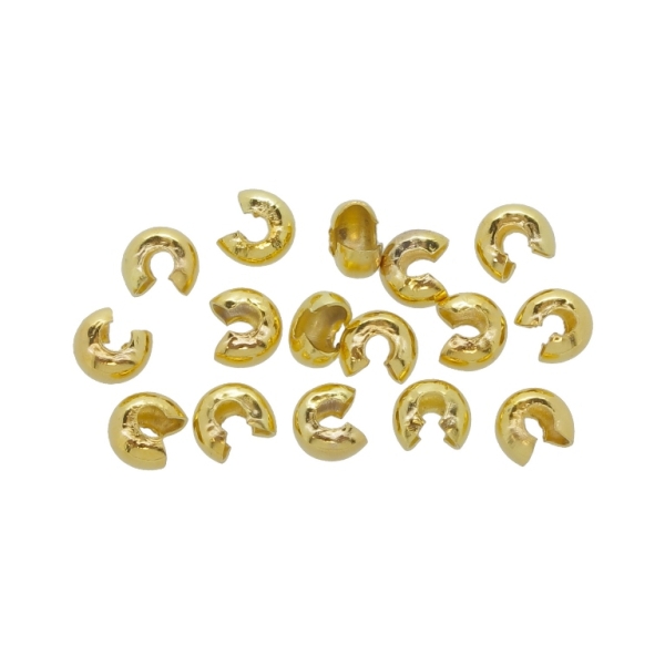 METAL ELEMENTS - CRIMP TUBES CAP - 3x2.5mm GOLD COLOR - 50pcs. Hole-1.0mm