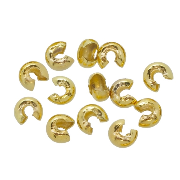 METAL ELEMENTS - CRIMP TUBES CAP - 4x3mm GOLD COLOR - 50pcs. Hole-1.2mm