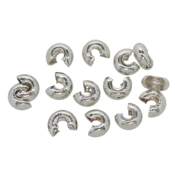 METAL ELEMENTS - CRIMP TUBES CAP - 4x3mm NICKEL COLOR - 50pcs. Hole-1.2mm