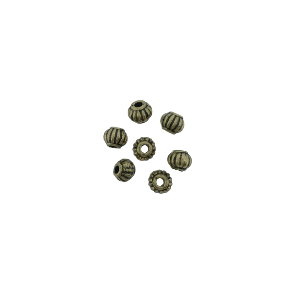 METAL BEADS - BALL RELIEF STRIPE 01 - 5x4mm ANTIQUE BRONZE - 30pcs. Hole-1.6mm