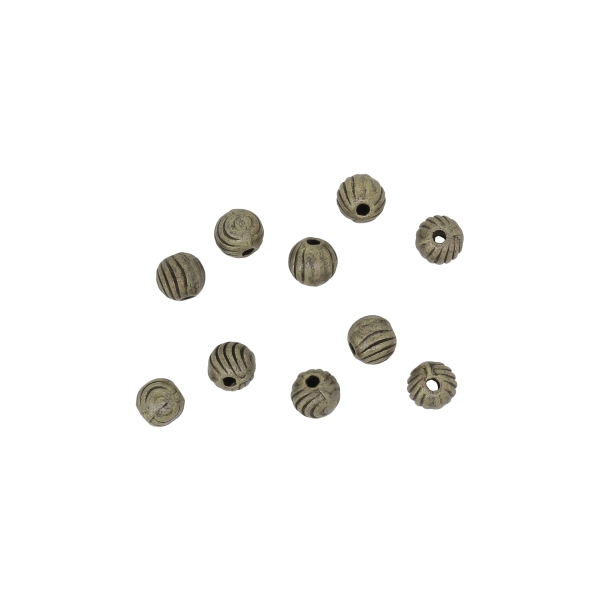 METAL BEADS - BALL RELIEF STRIPE 02 - 4mm ANTIQUE BRONZE - 30pcs. Hole-1.2mm