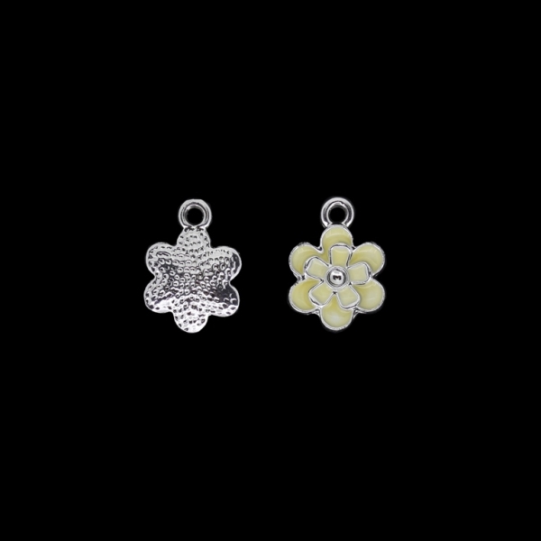 METAL BEADS WITH ENAMEL - UV - PENDANT - FLOWER 14 - 13x18x2mm GOLD AND YELLOW (LIGHT) - PACKAGE 40pcs. Hole-2.4mm