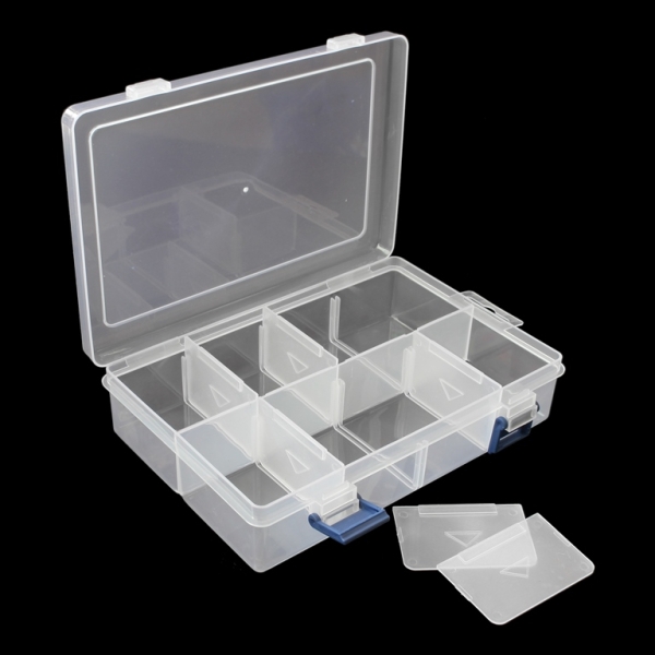 PLASTIC BOX - ORGANIZER 4x2 - MOVABLE DIVISIONS - 21.5x14.2x4.6cm TRANSPARENT WHITE - 1pc.