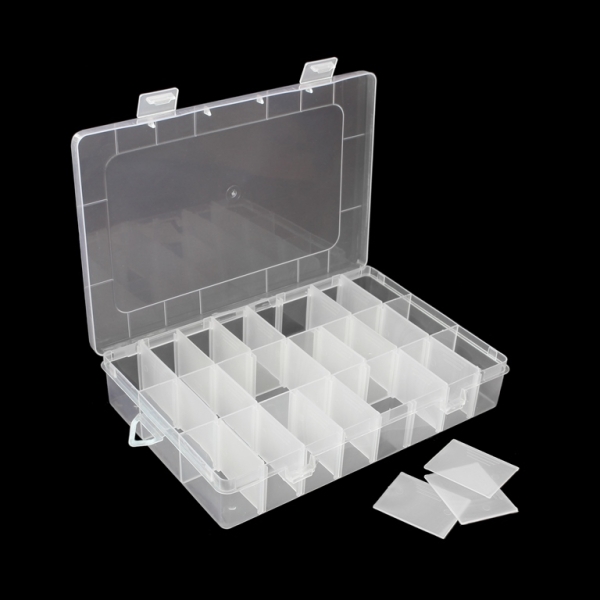 PLASTIC BOX - ORGANIZER 8x3 - MOVABLE DIVISIONS - 21.2x13.5x3.6cm TRANSPARENT WHITE - 1pc.