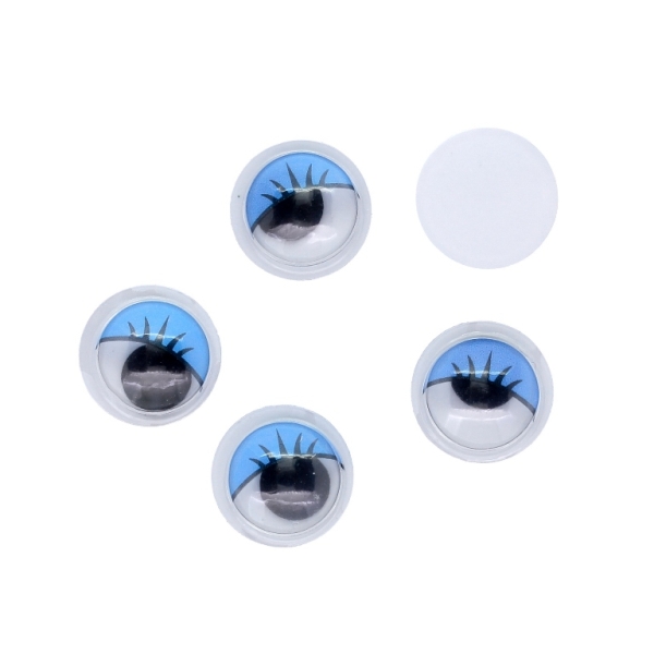 MATERIALS FOR CRAFT AND DECORATION - WIGGLE EYES WITH EYELASHES 01 - 10x4mm BLUE - 50pcs.