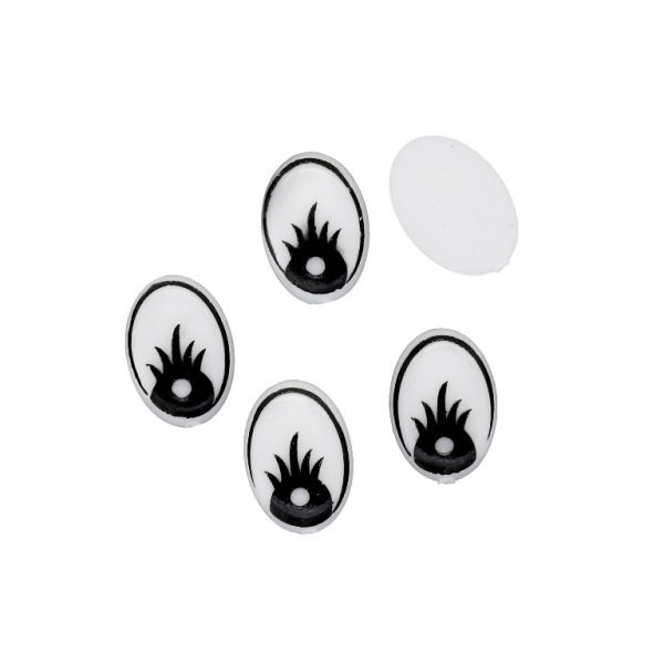 MATERIALS FOR CRAFT AND DECORATION - EYES FOR GLUING WITH EYELASHES 02 - 7x11mm WHITE - 40pcs.