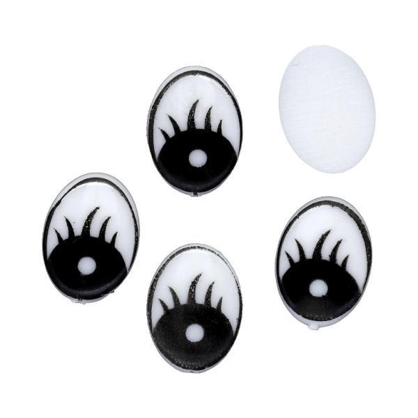 MATERIALS FOR CRAFT AND DECORATION - EYES FOR GLUING WITH EYELASHES 02 - 9x13mm WHITE - 20pcs.