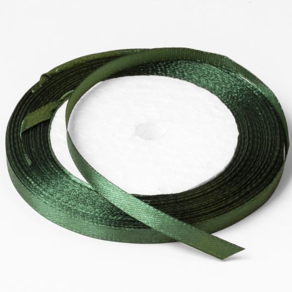 SATIN RIBBON 0.6cm - GREEN (DARK) 049А - PACKAGE 10x25yards(22m)