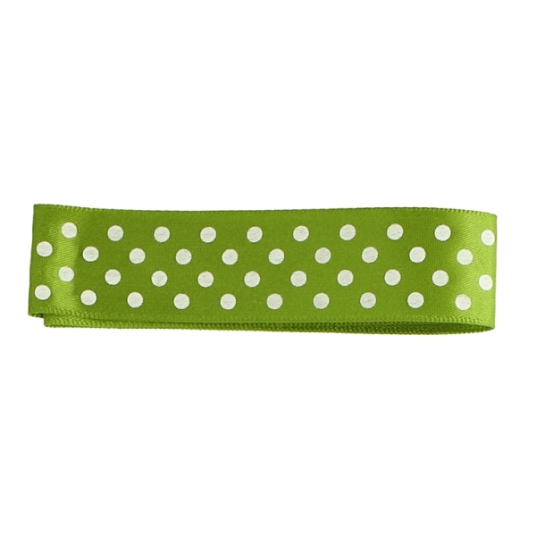 SATIN - PRINT - DOTS - 22мм GREEN (LIGHT) AND WHITE - 100yards(91m)