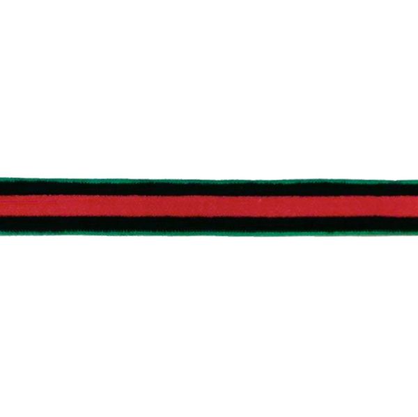 VELVET - 1.5cm GREEN WITH RED - 100 yards(91m)
