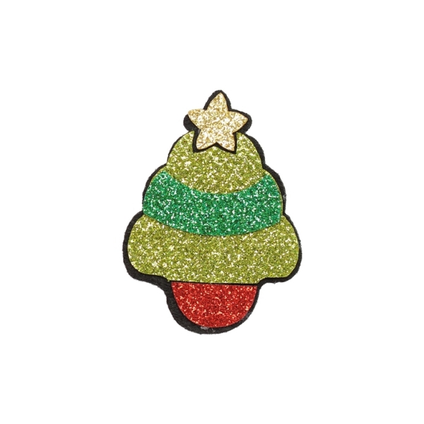 TEXTILE BEADS - FELT - CHRISTMAS TREE 01 - 32x44mm GREEN (LIGHT) AND RED - PACKAGE 15pcs.