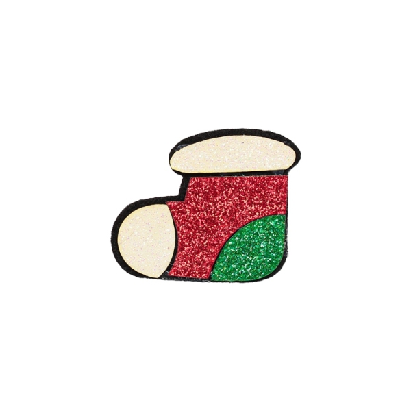 TEXTILE BEADS - FELT - CHRISTMAS SOCK 02 - 38x31mm RED-GREEN-WHITE - PACKAGE 15pcs.